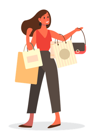 Woman with shopping bags  Illustration