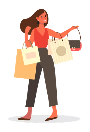 Woman with shopping bags  Illustration