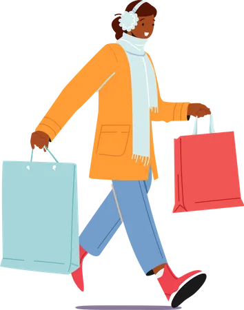 Woman with shopping bags  Illustration