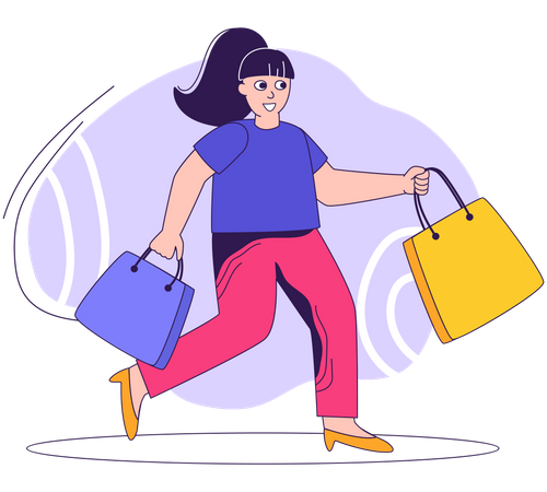 Woman with shopping bags  Illustration