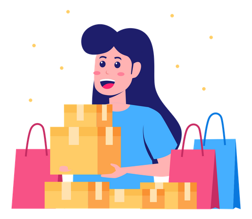 Woman with shopping bags  Illustration