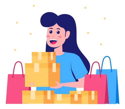 Woman with shopping bags  Illustration