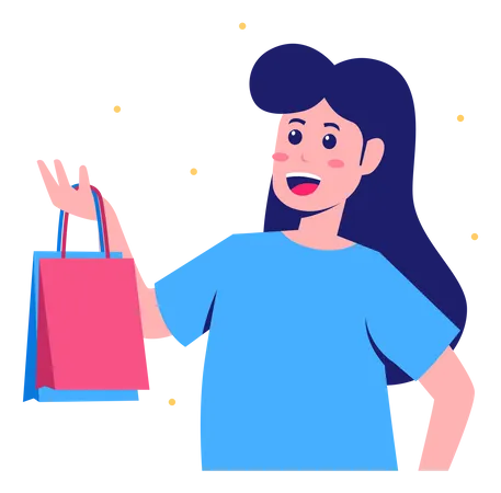 Woman with shopping bags  Illustration