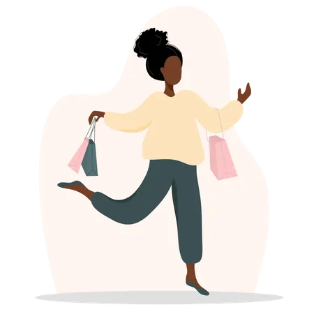 Woman with shopping bags  Illustration