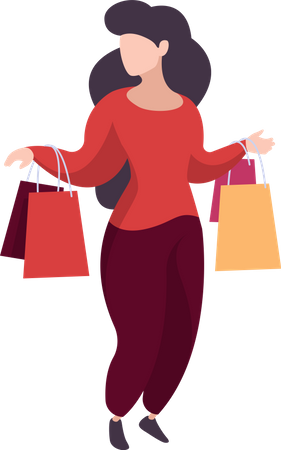 Woman with shopping bags  Illustration