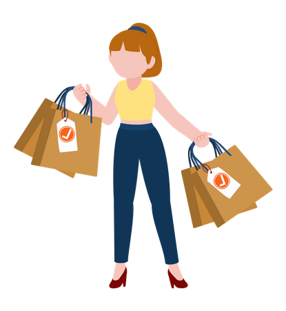 Woman with shopping bags  Illustration