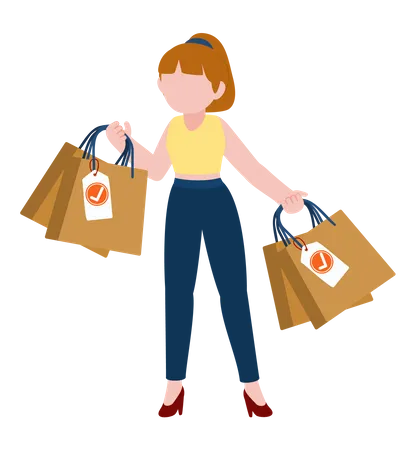 Woman with shopping bags  Illustration