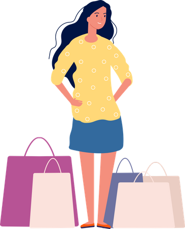 Woman with shopping bags  Illustration