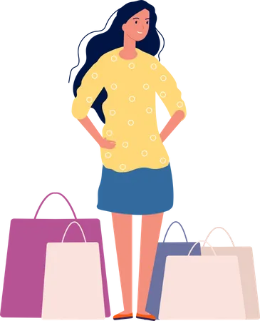 Woman with shopping bags  Illustration