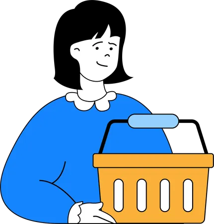 Woman with shopping basket  Illustration