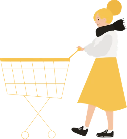 Woman with Shopping cart  Illustration