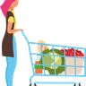 holding shopping trolley illustration