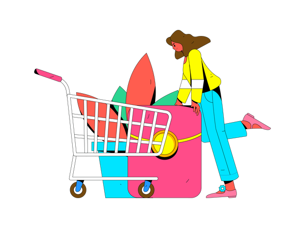 Woman with Shopping Voucher  Illustration