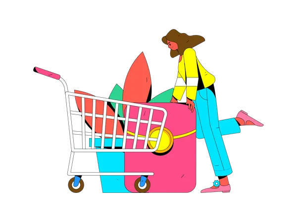 Woman with Shopping Voucher  Illustration