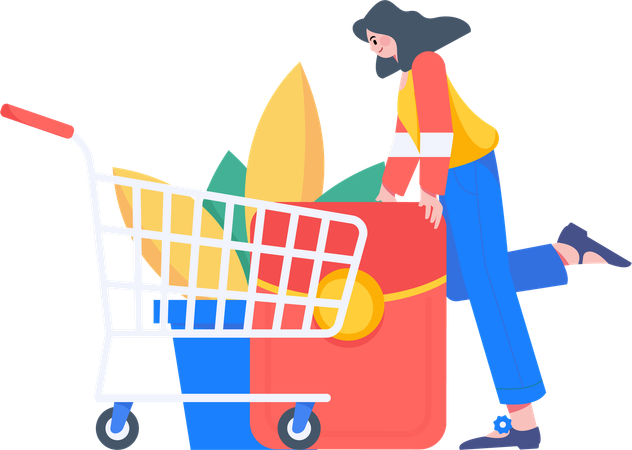 Woman with Shopping Voucher  Illustration