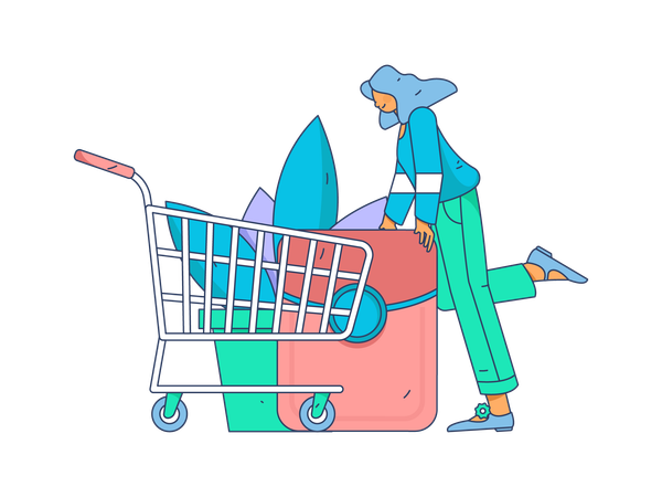 Woman with Shopping Voucher  Illustration