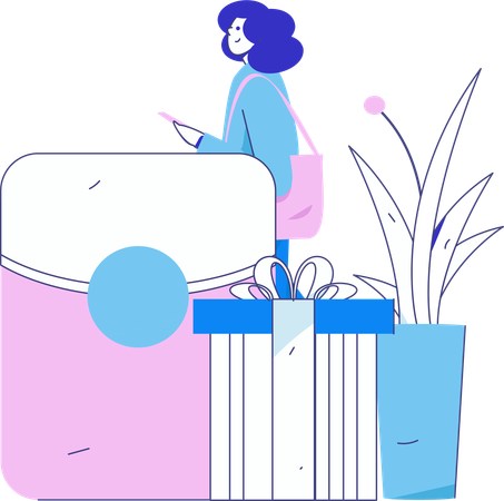 Woman with Shopping Voucher  Illustration