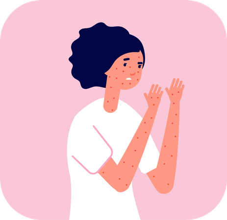 Woman with skin allergy  Illustration