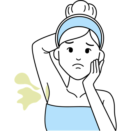 Woman with Smelly Armpit  イラスト