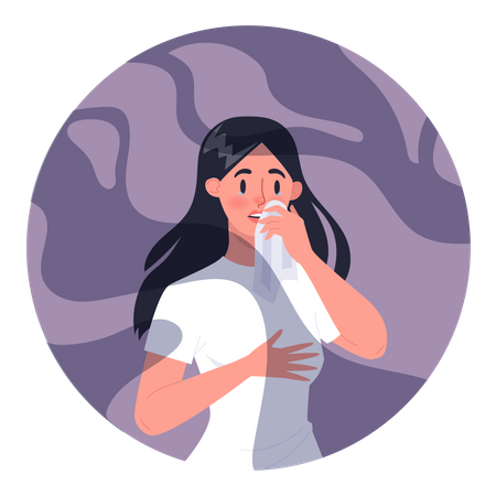 Woman with smoke allergy  Illustration