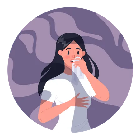 Woman with smoke allergy  Illustration