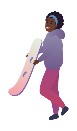 Woman with snowboard  Illustration