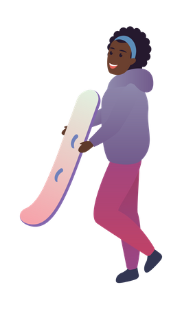 Woman with snowboard  Illustration