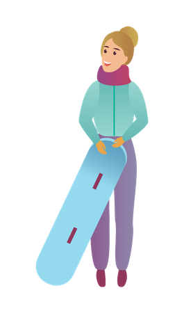 Woman with snowboard  Illustration