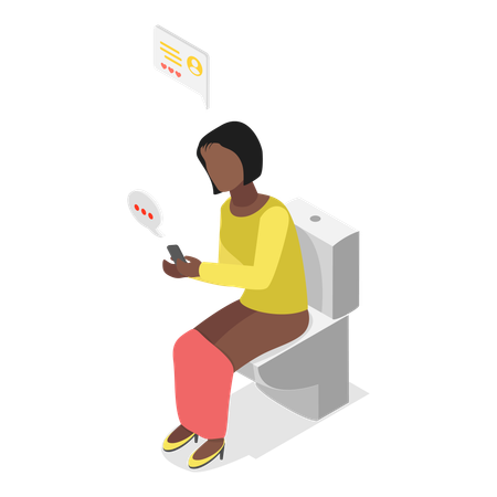 Woman with Social Media Addiction  Illustration