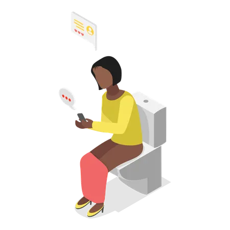 Woman with Social Media Addiction  Illustration