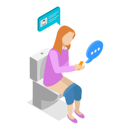 Woman with Social Media Addiction  Illustration