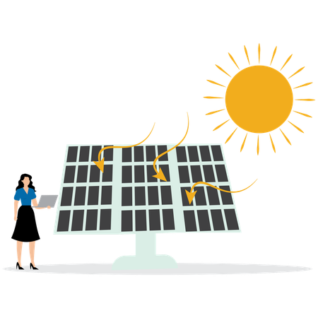 Woman with Solar Energy Panels  Illustration
