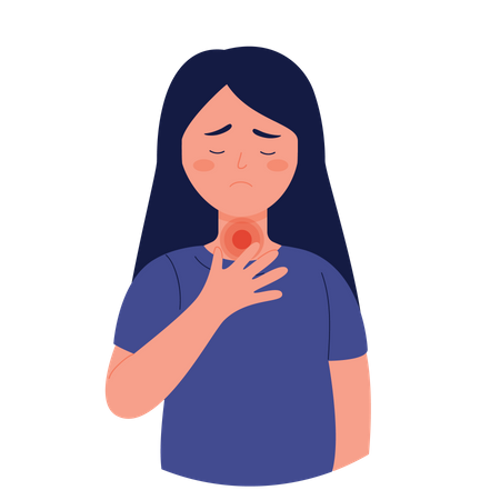 Woman with sore throat  Illustration