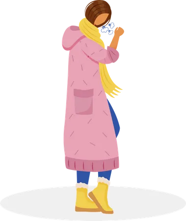 Woman with sore throat  Illustration