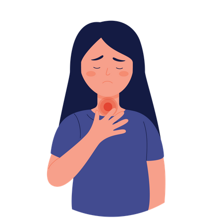 Woman with sore throat  Illustration