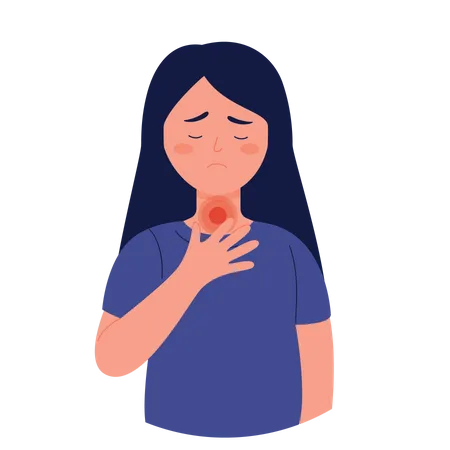 Woman with sore throat  Illustration