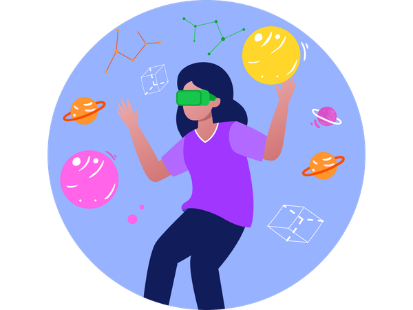 Woman with Space Experiencing  Illustration