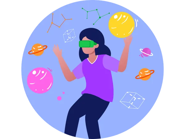 Woman with Space Experiencing  Illustration