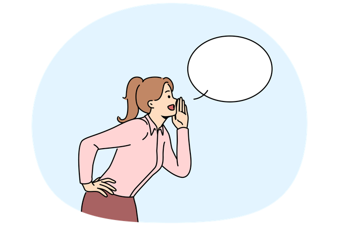 Woman with speech bubble make announcement  Illustration