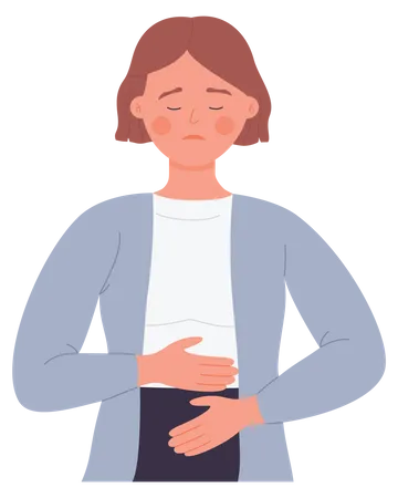 Woman With Stomach Ache  Illustration