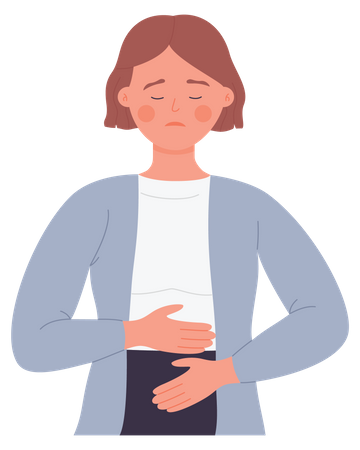 Woman With Stomach Ache  Illustration