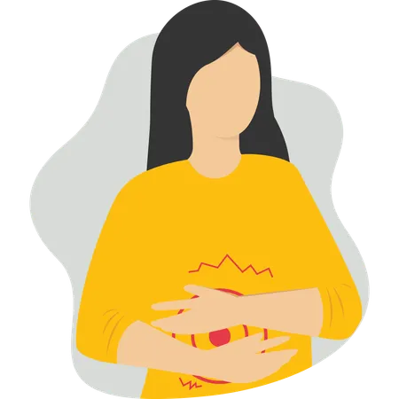 Woman with stomach pain  イラスト