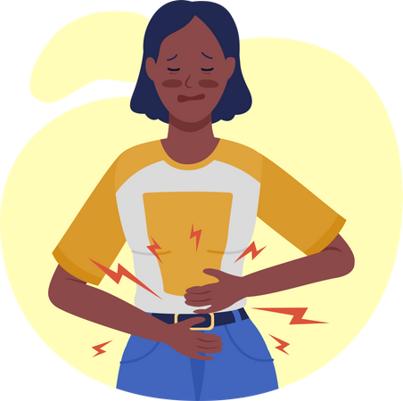 Woman with stomach pain  Illustration