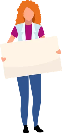 Woman with stop placard  Illustration