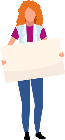 Woman with stop placard  Illustration