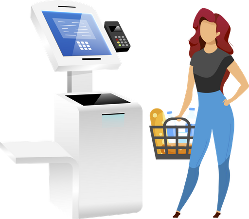 Woman with store terminal Illustration