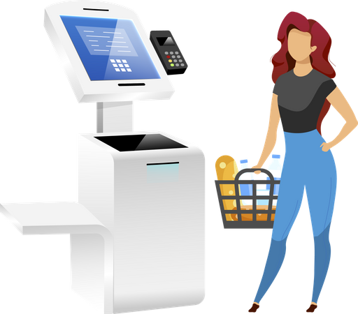 Woman with store terminal  Illustration