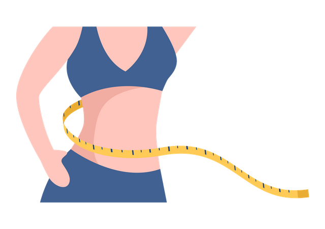 Woman with streamline waist measurement  Illustration