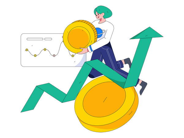 Woman with successful investment  Illustration