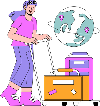 Woman with Suitcase Illustration